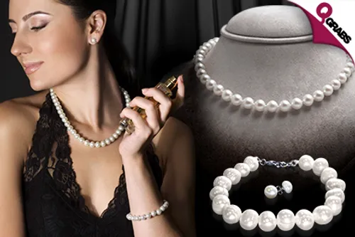 From QR125, Be Classy with Pearl Necklace, Bracelet & Earrings Jewelry Sets - Choose from 3 Lovely Designs! (QR800 Value)
